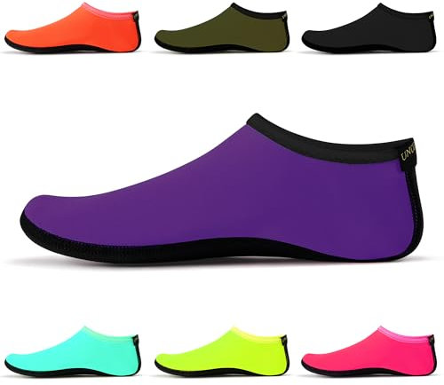 Chaussettes d'eau – Chaussures d'eau Unisexes, Chaussettes de Yoga d'intérieur, Pieds Nus, Plage, Surf, plongée, Pantoufles de Piscine pour Enfants et Adultes Violet Taille UE 35-36 SWA15PUM
