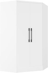 Vente-unique-Eckkleiderschrank - 2 Türen - 101 cm - Weiß - AURALI