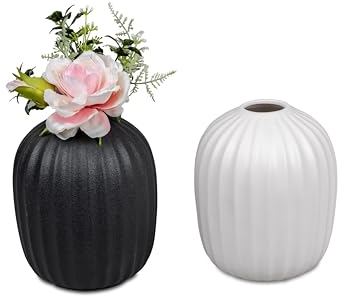 Formano 1 Stück Blumenvase Dekovase Vase aus Keramik schwarz oder Weiss Vase 15cm - Bitte Mail welche gewünscht
