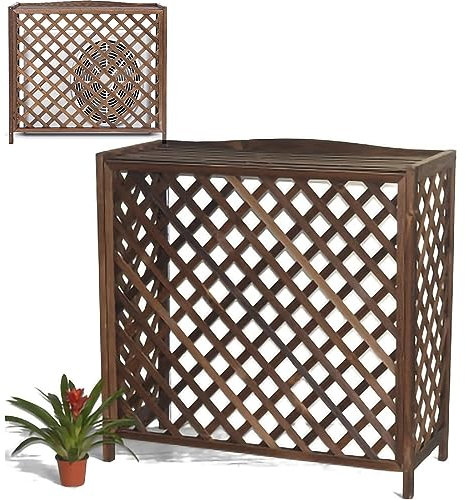 DMMFTERL Flower Stand Air Conditioner Cover, Wooden Rustic Air Conditioner Rack Solid Wood Storage Shelf, Outdoor Air Conditioning Rack Frame Radiator Cover, Easy To Care (Size : 100 * 43 * 94cm)