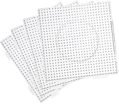 4 Stück Bügelperlen Platten 5mm Midi Stiftplatte Steckplatte Quadrat Multi Transparent einzeln und auch als eine Fläche nutzbar Steckperlen Werkzeug DIY Perlen Handwerk Zubehör 14 x 14 cm