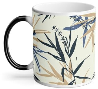 Thermo-Reactive Mug Magic Mug - Bamboo Leaf Design Traditional Japanese Illustration - 325ml