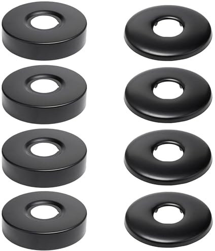 ZAHD 8 PCS Rosace Inox Robinet Arrondie Rosace Mitigeur Douche Noir Rosace Radiateur Plate Rosace Mitigeur Douche en Acier Inoxydable Cache Tuyau Plomberie Acier Inoxydable pour Robinets Douche (8)
