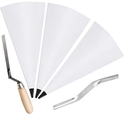 HARSKIYER 3 Pcs Tile Grout Masonry Mortar Bag with Brick Jointer and Tuck Pointers, 13 x 24 Inch Heavy Duty Tear Puncture Resistant Cement Bag, Caulking Bag for Masonry Tile Installation (Black Tip)