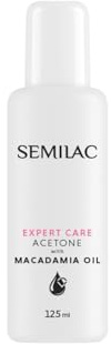 Semilac EXPERT CARE Nagellackentferner 125 ml – Mit Aceton & Macadamiaöl, Schonender Remover für UV- & Klassischen Nagellack, Für Empfindliche Nägel & Nagelhaut, Vegan & Dermatologisch Getestet