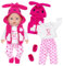 Puppenkleidung für 35-43 cm Baby Puppen, Rose Hase Baby Kleidung mit Bluse Weste Hose Socken, Puppenzubehör für 14-17 Zoll Neugeborene Baby Puppen Mädchen Geburtstag