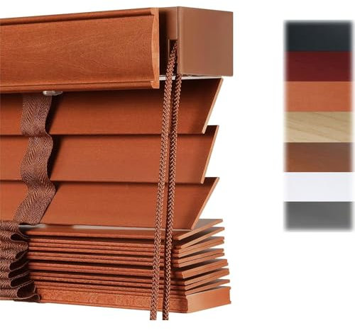 Holz Jalousien Holzjalousie Innen 5cm Lamellen Horizontal Jalousette for Fenster Innen/Außen 60cm 120cm 160cm Lichtschutz/Sonnenschutz/Sichtschutz Venezianische Jalousie(Dunkelbraun)