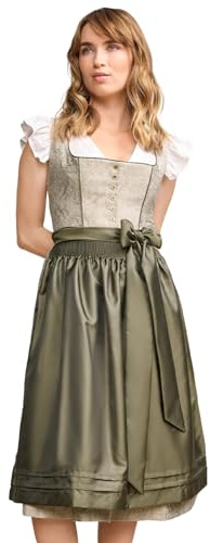 Krüger Dirndl Aniani 70cm Länge Schilf mit Muster Mididirndl für Damen mit Knöpfen grün