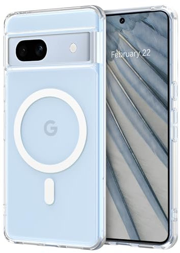 BENTOBEN Magnetic Case for Google Pixel 7A [Compatible with Magsafe], Transparent Clear Anti-yellow Slim Military Drop Protection Stronger Magnetic Hard PC Back Shockproof Cover for Pixel 7A, Clear