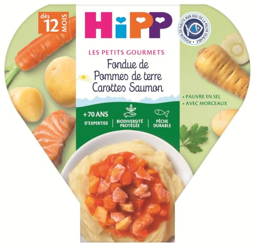 HiPP - Les Petits Gourmets - Fondue de PdT Carottes Saumon - Assiette - 230g