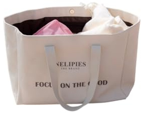 Nelipies Canvas Strandtasche, 50 x 20 x 37 cm, Faltbar, Shopper Focus on the good groß und geräumig