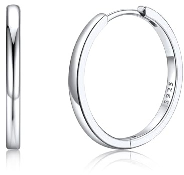 Silvora 20mm Creolen Silber Ohrringe Damen Kleine Huggie Creolen 925 Silber Basic Mini Earing Hoop Kreis Kreolen Ohrstecker Hypoallergen Geschenke für Damen Frauen