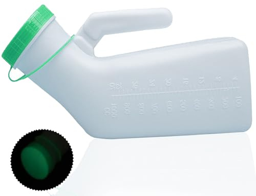 Male Urine Bottle，1-Liter Large-Capacity with Luminous Cap, Anti-Overflow Urine Bottle, Suitable for Winter Camping, Hospitals, The Elderly and Those with Incontinence (Green)