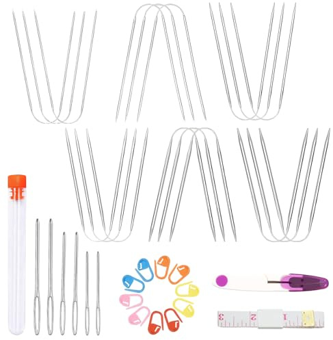 18 Stück Stricknadel Rundstricknadeln Set,Crasy Trio Stricknadeln | Stricknadeln Rundstricknadel, sockenstricknadeln, stricknadel set mit 6 Nähnadeln Mit Großem öhr und Zubehö, für Handarbeit