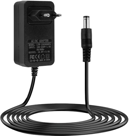 12V 3A Netzteil 36W DC Adapter, Steckernetzteil AC 110–240V Eingang, Ladegerät kompatibel mit LED Streifen, CCTV Kamera, LCD Monitor, Router, TV Box, Mediaplayer, externe Festplatte, 5,5mm x 2,5mm