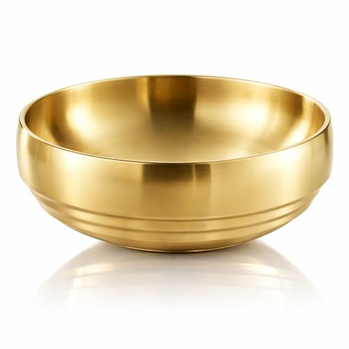 Simaixing Bol décoratif doré de 18,8 cm pour décoration d'intérieur, plat avec porte-clés en acier inoxydable, grands bols en laiton pour décoration, plat à bonbons décoratif en métal pour table