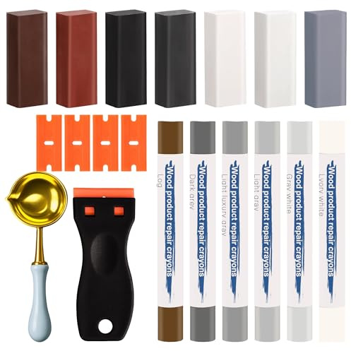 Hartwachs Reparaturset,13 Stück Laminat Reparaturset,Möbel Arbeitsplattet Reparatur set für Holz Fliesen Parkett Laminat Vinyl,Laminat Reparatur Zum Reparieren von Kratzern,Beschädigungen oder Löchern