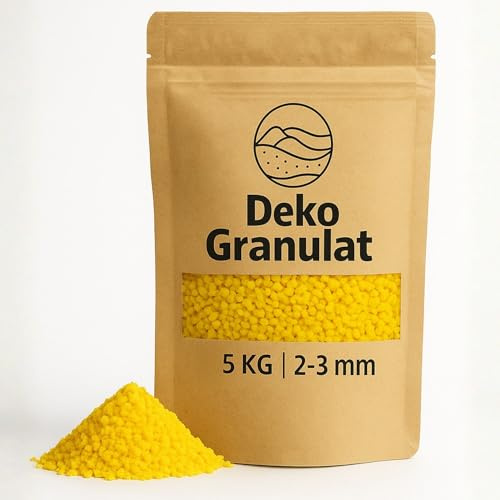 Deko-Granulat gelb als farbige Streudeko - 5 kg kleine Deko-Steine Ø 2-3 mm für Gläser, Vasen