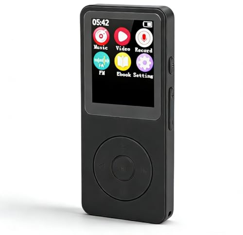 YUEHISY MP3-Player mit Bluetooth 5.4 HiFi-Sound, 2,4-Zoll-LCD-Bildschirm-Musikplayer, Eingebauter Lautsprecher, UKW-Radio, Sprachrekorder, E-Book-Reader (Mit 32g Speicherkarte)