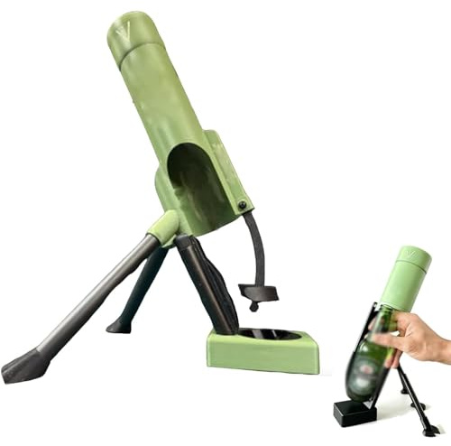 Beer Bottle Mortar Bottle Opener, 51mm Mortar Beer Opener, Funny Mortar-Bottles, No Damage to Caps, Hands-Free Push for Beers & Soda Bottles, Home Party Bar Desk Decor (Green)