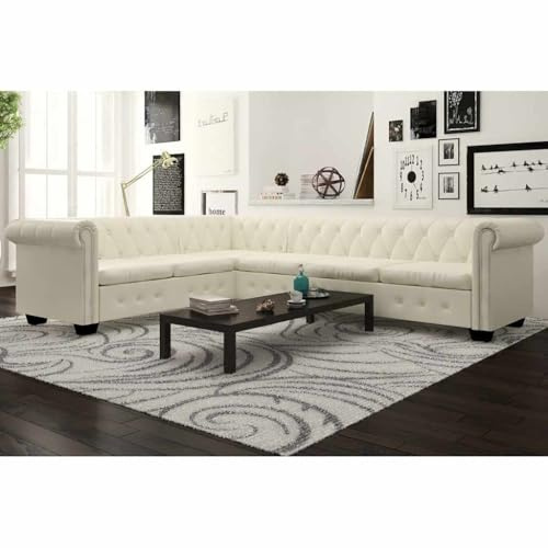Lumanois Sofá de Esquina Chesterfield 6 plazas Cuero Artificial,Mobiliario,Sofás,87.2kg-243616