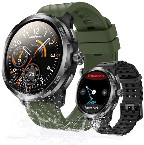 Ulefone Armor Watch Pro Smartwatch Herren, IP68/IP69K Wasserdicht und Staubdicht, GPS/Kompass/ChatGPT/Bluetooth-Anrufe, 19 Tage Akku, Fitness Tracker mit 100+ Sportmodi