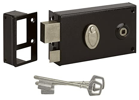 METALUX série 730 - serrure en applique Sécurité à 4 gorges horizontale Main gauche 1 point à fouillot de 6mm Coffre 140x80mm avec 2 clés