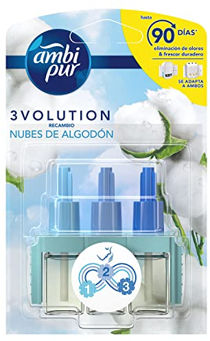 AMBIPUR 3Volution Nubes de Algodón Recambio Para Ambientador Eléctrico - 20 ml, El embalaje puede variar