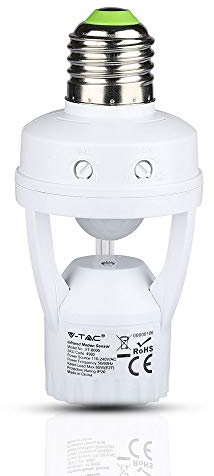 V-TAC SKU.4982 Sensor für Leuchtmittel E27 VT-8005, Kunststoff und andere Materialien, transparent, Tiefe: 117mm, Durchsichtig