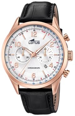 Lotus Montre pour Homme 18558/2 Outlet Boîtier en Acier Inoxydable Rose Bracelet en Cuir Noir