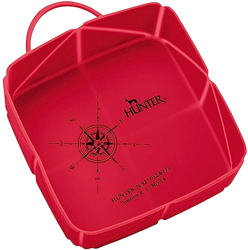Hunter List Ciotola da Viaggio Pieghevole in Silicone, 15 x 12 x 5 cm, Rosso