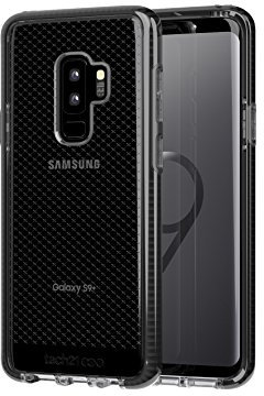 Tech21 Protective Samsung Galaxy S9 Plus Case Thin Patterned Back Cover with FlexShock - Evo Check - Smokey Black