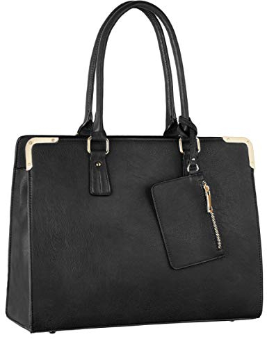 CRAZYCHIC - Grand Sac à Main Cabas Femme - Sac Cours Lycéenne Etudiante Fille - Ville Travail Business Scolaire - Fourre-Tout Tote Format A4 Large Cuir PU - Shopper Porté Epaule Bandoulière - Noir