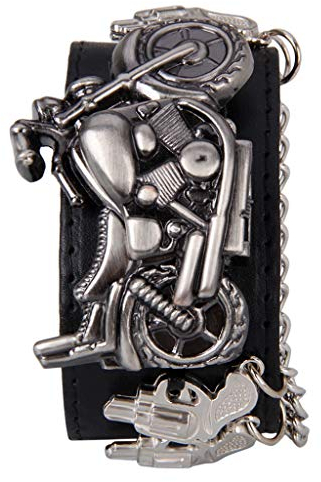 FENKOO Unisex Punk Style Uhr Motorrad Hip Hop dekorative Black Belt Uhr (Color : Black)
