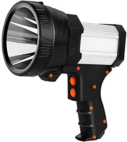Mo.tools Rechargeable Spotlight,Super Bright 6000 Lumens LED Searchlight Handheld,Foldable Tripod and Storage Bag,Flashlight Power Bank Function Outdoor Spotlight Flashlight Camping Flood searchlight
