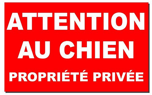 Petite Plaque Attention au Chien et propriété privée en Rouge en métal
