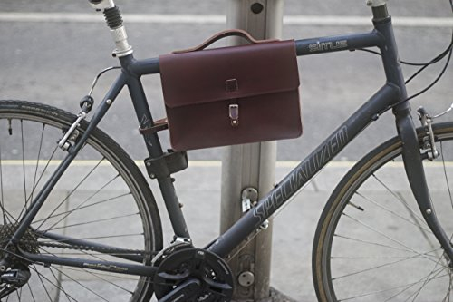 Satch-Cher Rahmentasche für Fahrrad, echtes Leder, Kirschbraun