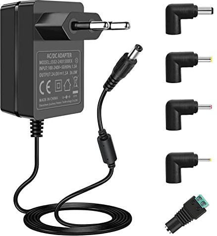 24V Netzteil 1,5A Steckernetzteil, 100~240V AC to DC 24 Volt 1.5Amp 1A 0.5A Adapter Netzadapter geeignet für 24Vdc 1500mA 1000mA 800mA 600mA 500mA 300mA LED Streifenleuchten Massagepistole.