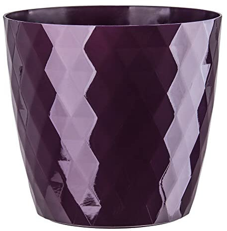 B2C Flowerpot Round Plastic plant pot Crystal Modern Decorative Small Medium Large 7 sizes 9 coolours (Plum, 12 cm)