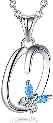 EUDORA Harmony Ball Kette mit Buchstaben O Ketten für Damen Sterling Silber 925 Halskette mit Namen Schmetterling kette mit Zirkonia Alphabet Initialen O Anhänger Schmuck für Frauen Mama Geschenk