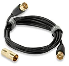 QED Connect Co-ax (M-M) Aerial Cable with Female to Female Co-ax Adapter (1.5m)