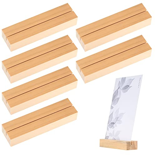 Vwoqiy 6 Stück Holz Kartenhalter, Tischkartenhalter, Menükartenhalter, Postkartenhalter, Kartenständer Halter Holz für Hochzeiten, Bankette Fotoständer