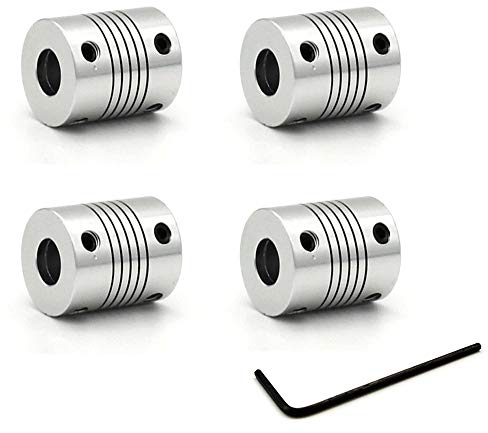 (Packung mit 4 Stück) MOTOU® Flexible Kupplung Kupplung 5 mm bis 8 mm Welle Aluminiumgehäuse mit Sechskantschlüssel für 3D-Drucker oder CNC-Maschine