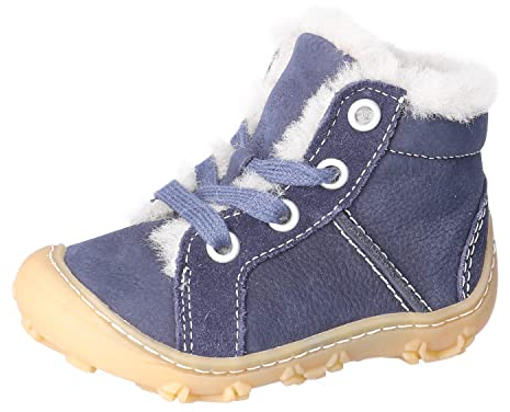 RICOSTA Jungen Barfußschuhe ELIA, Baby und Kleinkinder Lauflernschuhe, Weite: Weit, terracare,Barfuß-Schuh, schnürschuhe, lammfell, See (170), 20 EU