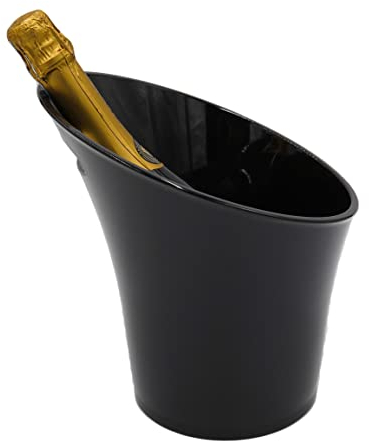 TradiNB Flaschenkühler schwarz, Behälter zum Kühlen von Wein, Sekt, Champagner oder Softdrinks, hochwertiger Getränkekühler,Maße: ca. 25,5 x 24 cm, Volumen ca. 4-5 Liter