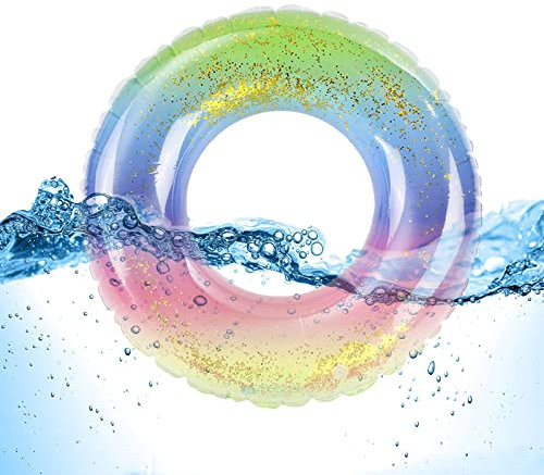 Viilich Aufblasbare Schwimmreifen,Regenbogen Pailletten Schwimmenring,Dauerhafter Aufblasbarer Pool Schwimmen,Schwimmring für Kinder,für Pool Badspielzeug Party Sommerpool Party 70#