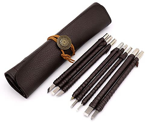 8 Stück Steinsticher, Manuelle Wolframstahl Holzmeißel Set für Harzschnitzerei, Holzbearbeitung und Heimwerken