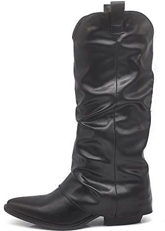 IF Fashion Scarpe Stivali Arricciati Da Donna Con Ghetta Risvolto 410-1 nero N.41