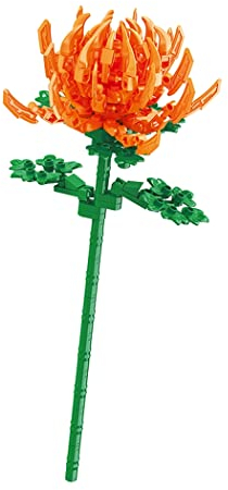 Balody Modèle de Fleur à Assembler avec de Petits Blocs de Construction. Chrysanthème Orange