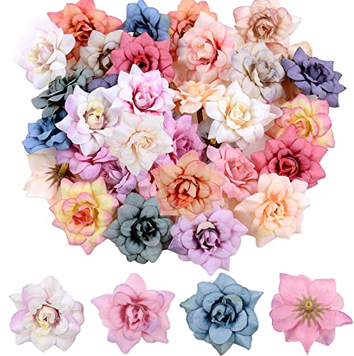 Blüten Künstlich Blütenköpfe 42 Stück Künstliche Rosen Streublumen Kunstblumen Köpfe Blumen Rosen Blume Blütenköpfe Deko Kunstblumen Basteln Blumenköpfe für DIY Hochzeit Party Home Dekoration Handwerk
